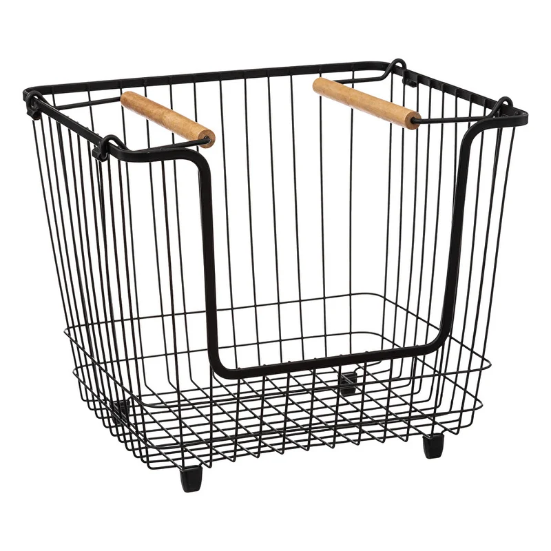 Cesto Portavivande in Metallo Impilabile 33 x 26,5 x 26,5 cm