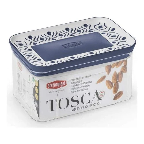 Barattolo Tosca Rettangolare 0,7lt Bianco/Blu