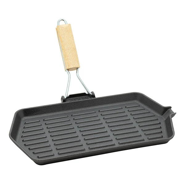 Bistecchiera Ghisa Con Manico In Legno 34x21cm
