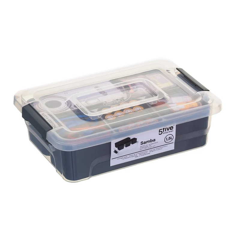 Scatola Trasparente con Scomparti e Coperchio 1,5 lt