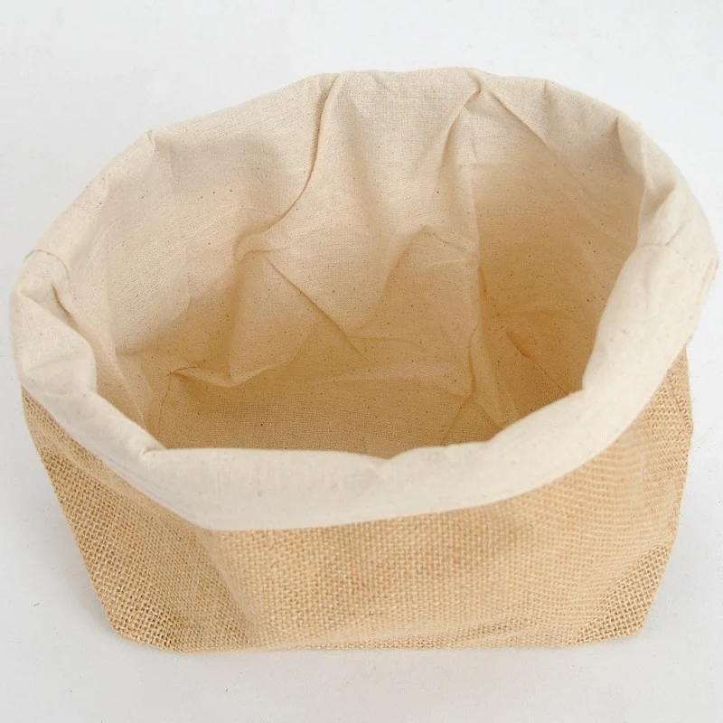 Cestino in Juta e Cotone 28 x 18 x 18 cm