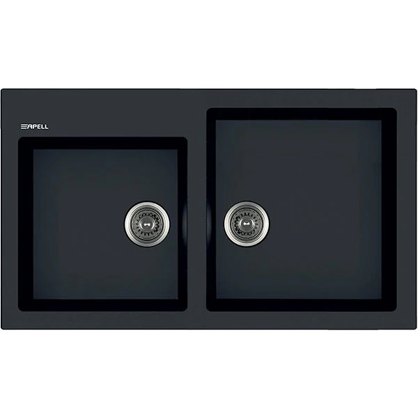 Lavello Apell Granito 86x50 2 Vasche Nero