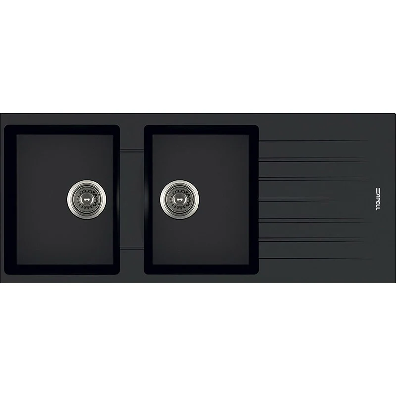 Lavello 2 Vasche 116x50 Nero