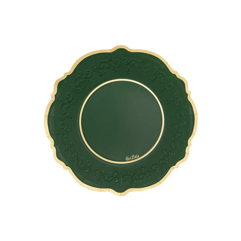Piatti Liberty Verdone con Bordo Oro 21 cm - 8 pezzi