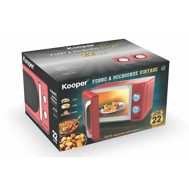 Forno Microonde Vintage 22lt Rosso Kooper