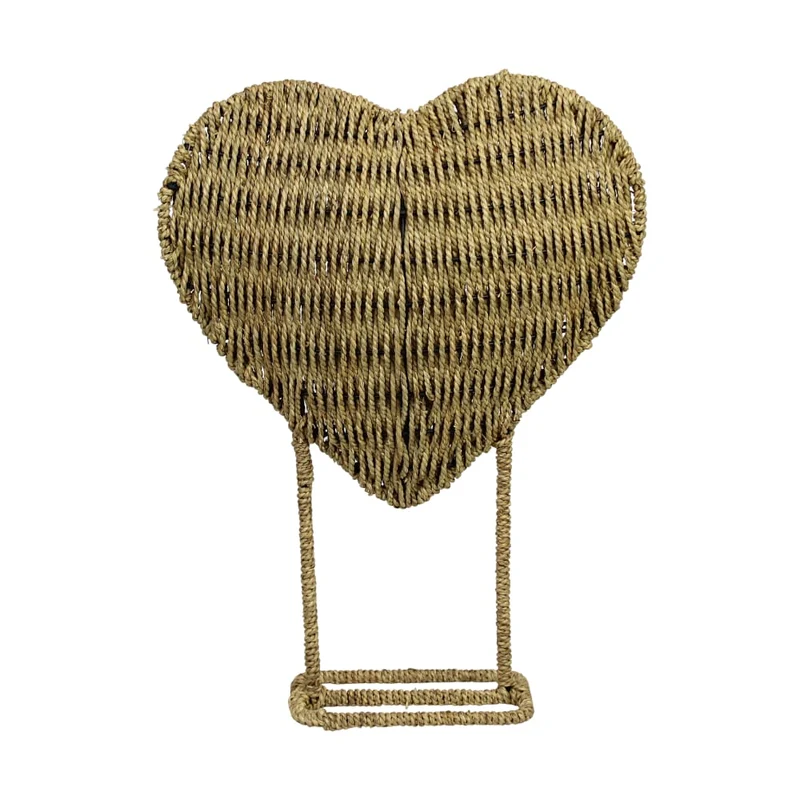 Cuore Corda Intrecciato Naturale con Supporto 42 x 12 x 56 cm