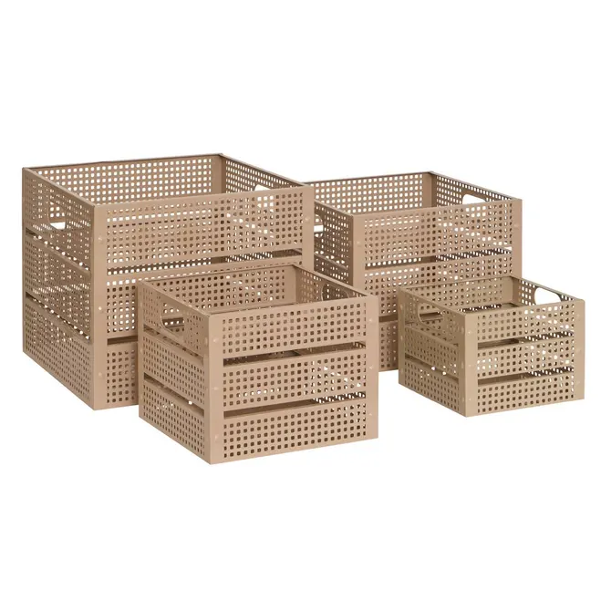 Cassetta Azae in Metallo Beige 20 x 20 x 15 cm