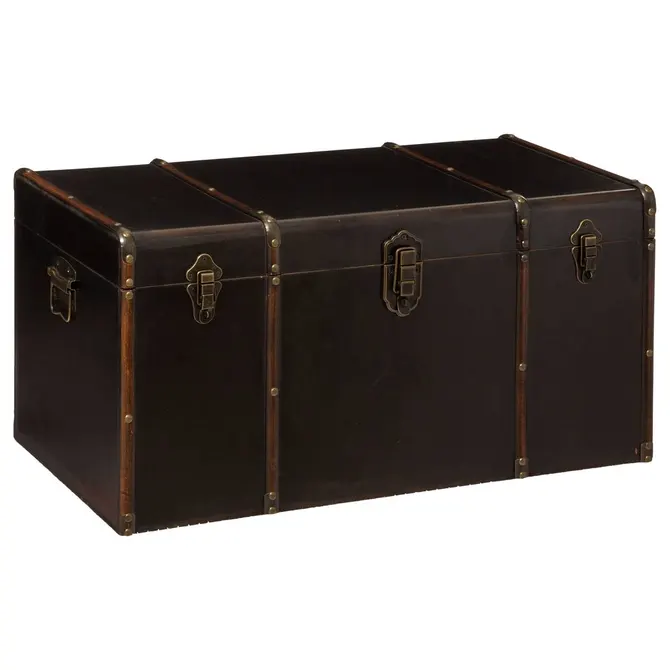 Baule British Flower in Legno Nero 80 x 38 x 38 cm