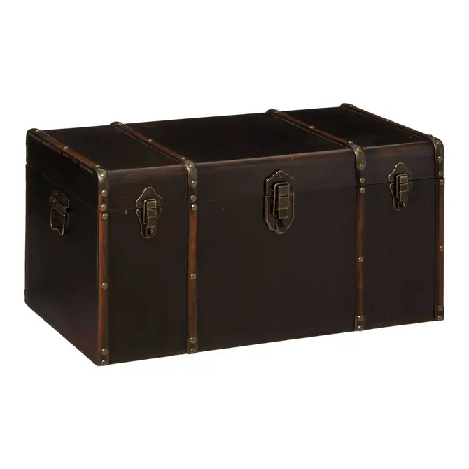 Baule British Flower in Legno Nero 70 x 37 x 35 cm