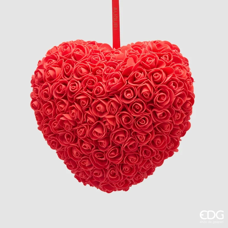 Cuore Petali Rose EDG in PVC Rosso con Gancio 20 cm