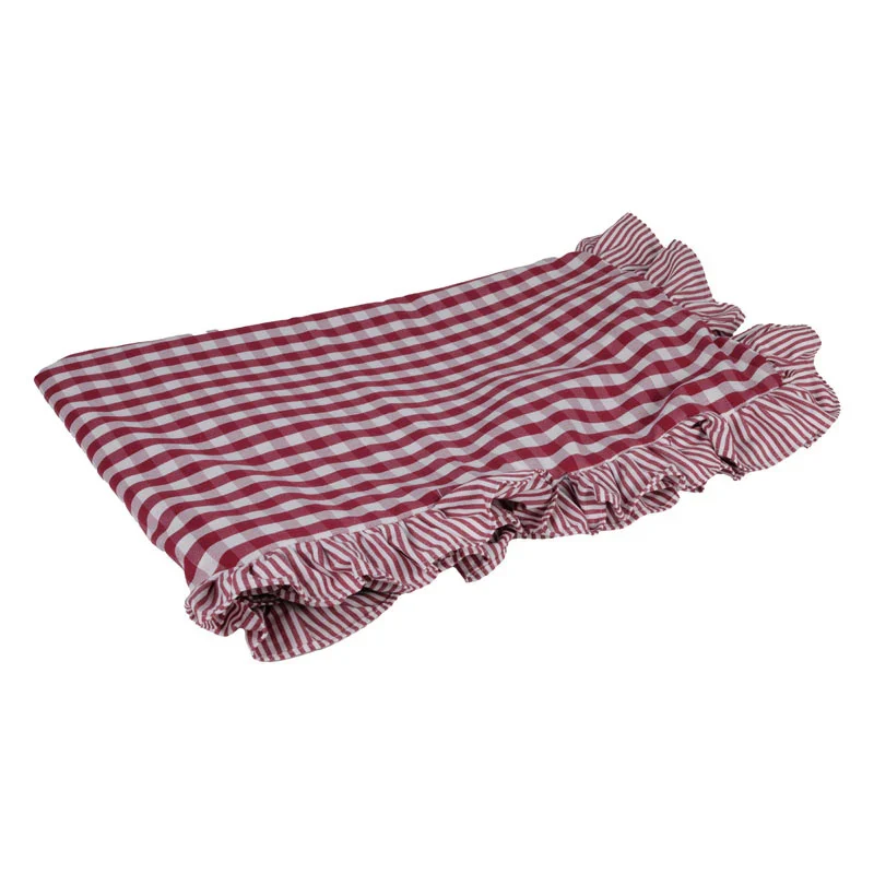 Tovaglia Check in Lino e Poliestere Rosso e Bianco 140 x 240 cm