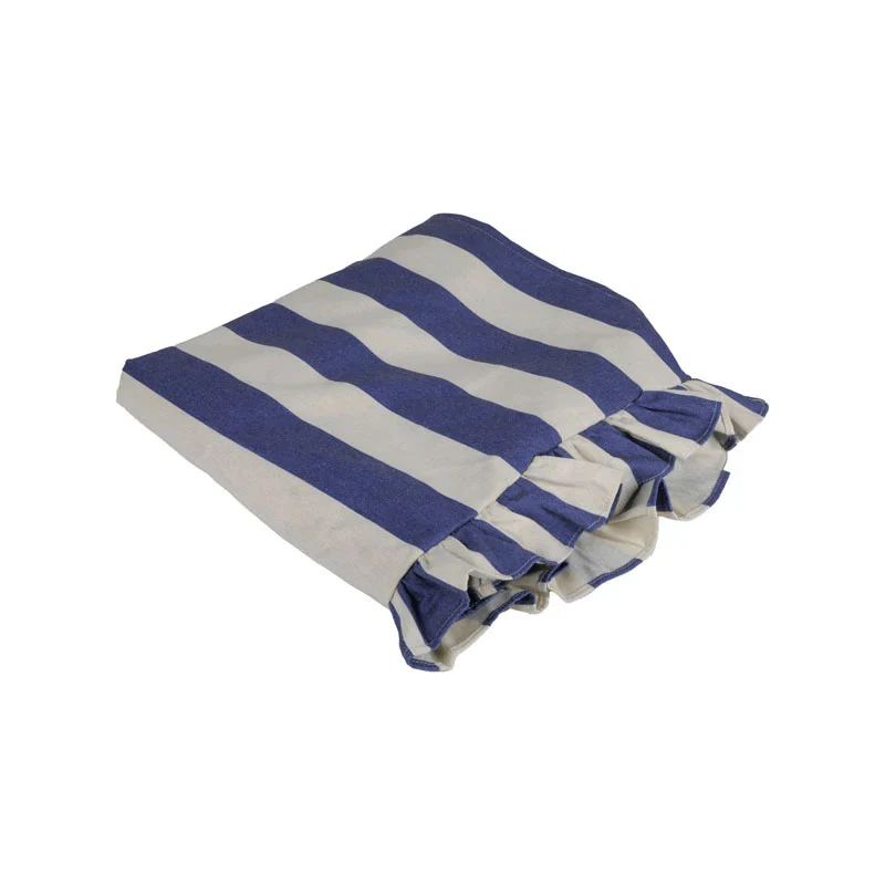 Tovaglia a Righe in Lino e Poliestere Blu e Avorio 40 x 140 cm