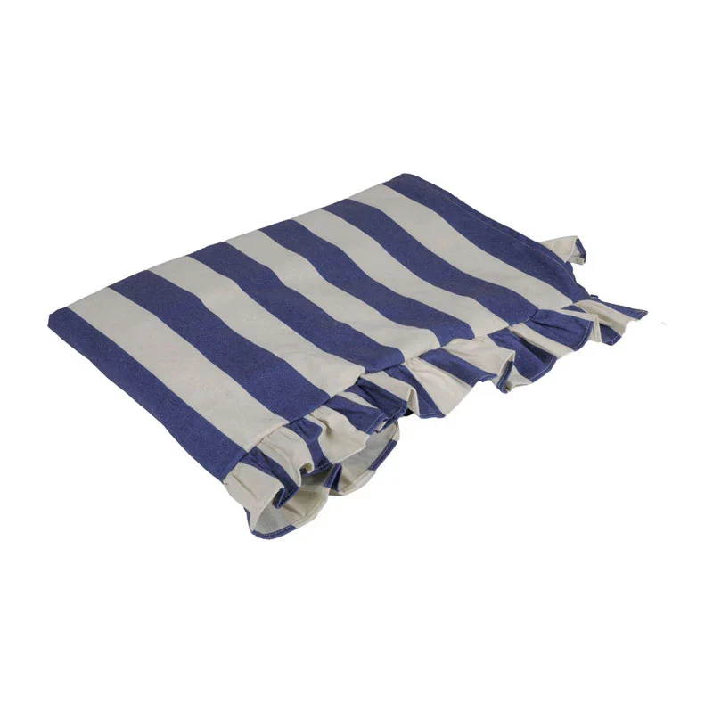 Tovaglia a Righe in Lino e Poliestere Blu e Avorio 140 x 240 cm