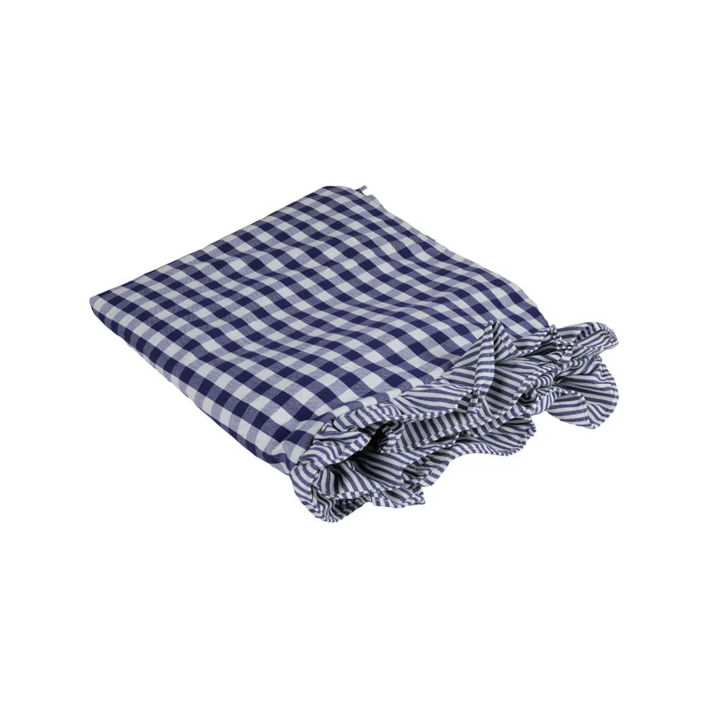 Tovaglia Check in Lino e Poliestere Blu e Bianco 140 x 140 cm