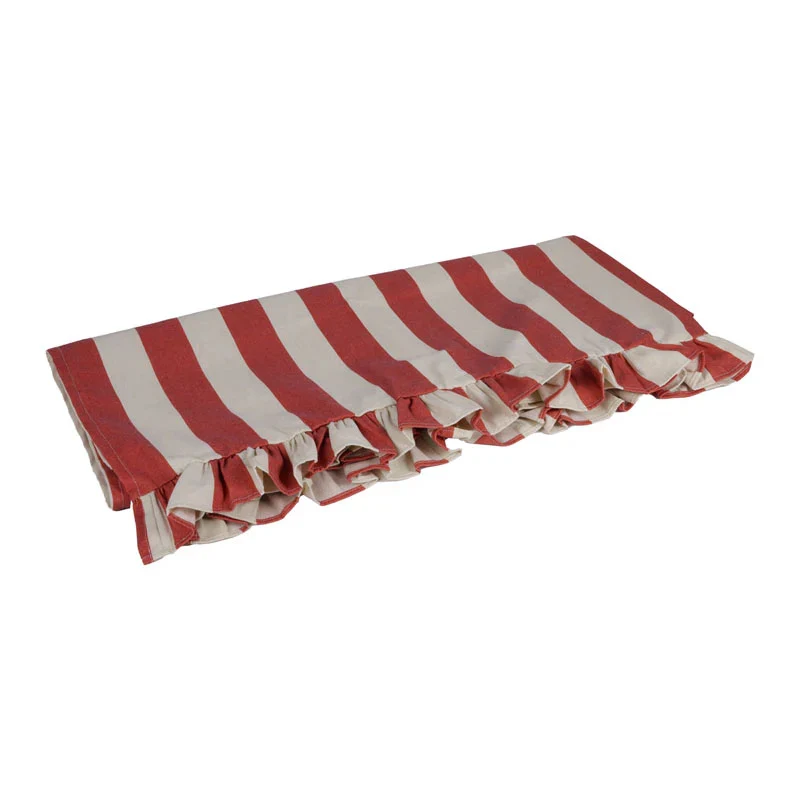 Tovaglia a Righe in Lino e Poliestere Rosso e Avorio 140 x 240 cm