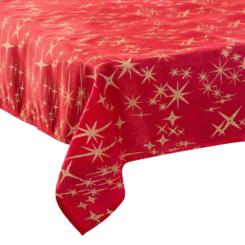 Tovaglia in Tessuto Star Oro e Rosso 140 x 360 cm