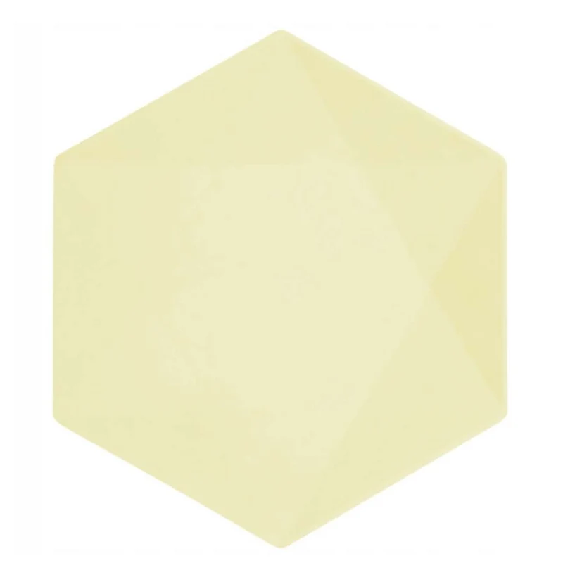 Piatto Piano Biocompostabile Esagonale Giallo 26 x 22 cm - 6 pezzi