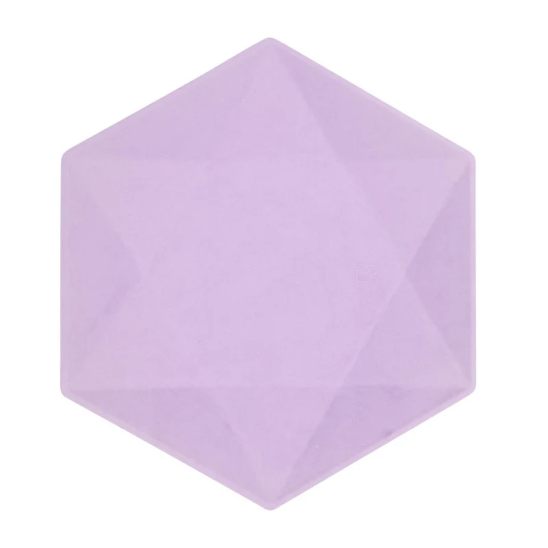 Piatto Piano Biocompostabile Esagonale Viola 26 x 22 cm - 6 pezzi