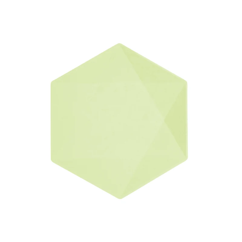 Piatto Dolce Biocompostabile Esagonale Verde Chiaro 16 x 13,5 - 6 pezzi