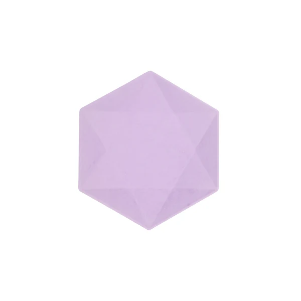 Piatto Dolce Biocompostabile Esagonale Viola 16 x 13,5 - 6 pezzi