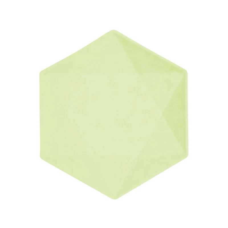Piatto Piano Biocompostabile Esagonale Verde Chiaro 21 x 18 cm - 6 pezzi