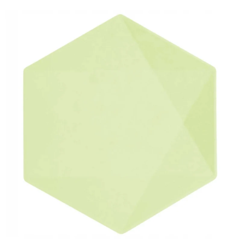 Piatto Piano Biocompostabile Esagonale Verde Chiaro 26 x 22 cm - 6 pezzi
