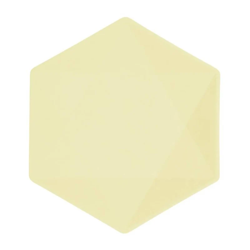 Piatto Piano Biocompostabile Esagonale Giallo 21 x 18 cm - 6 pezzi
