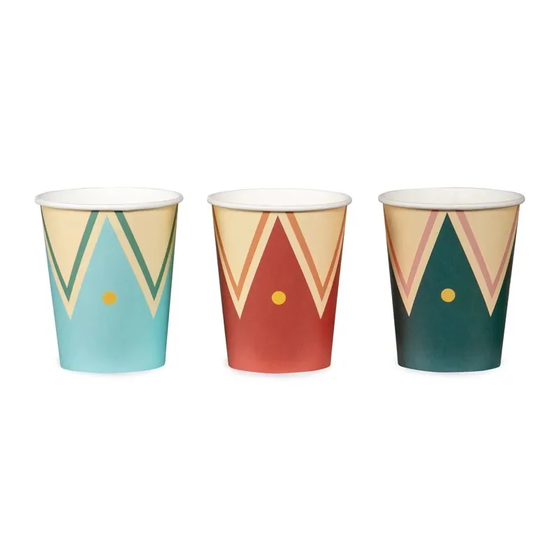 Bicchieri in Carta Circus a Righe Multicolor 220 ml - 6 pezzi