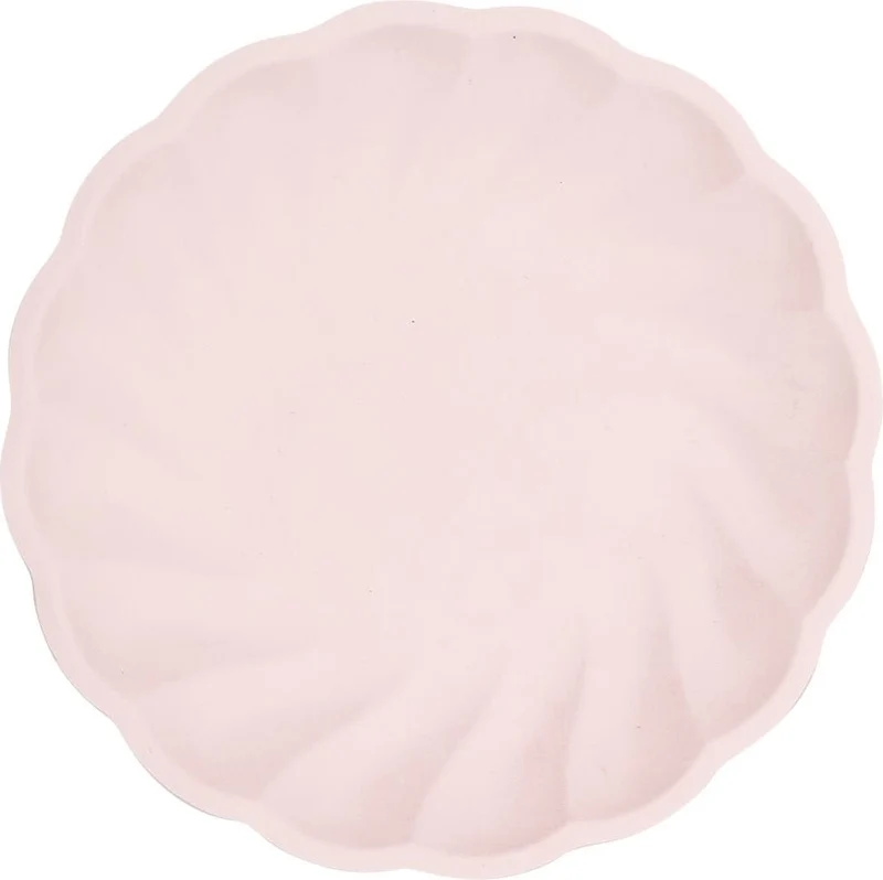 Piatto Piano Biocompostabile Tondo Rosa 19 cm - 6 pezzi