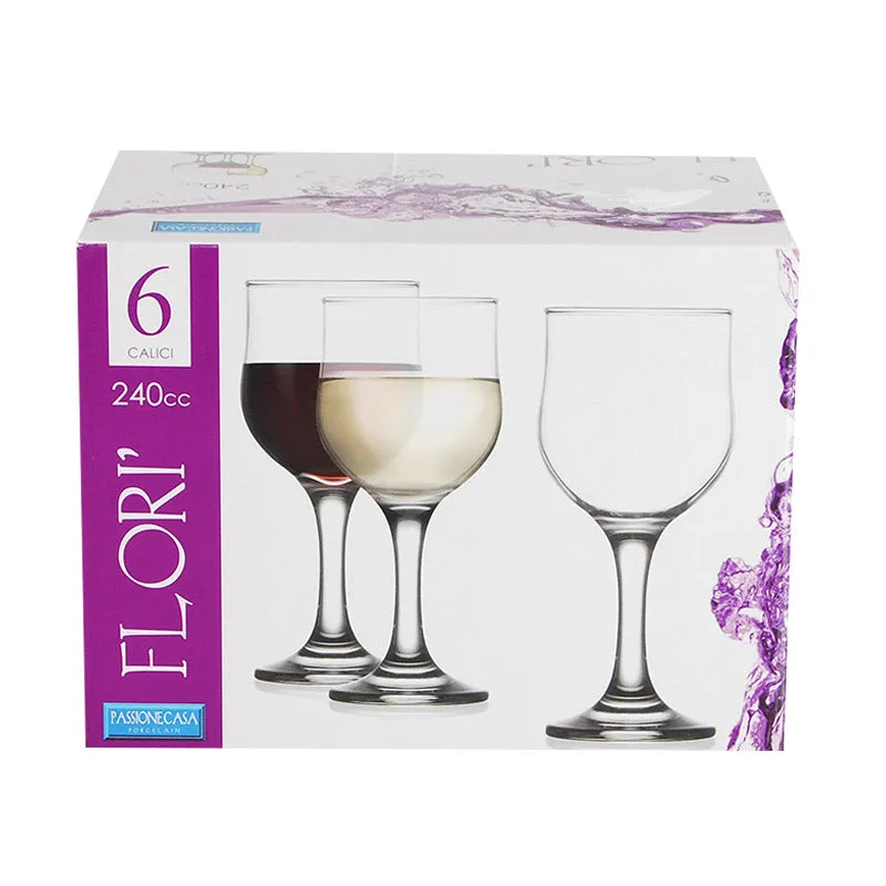 Set 6 Calici Vino 240cc Flori