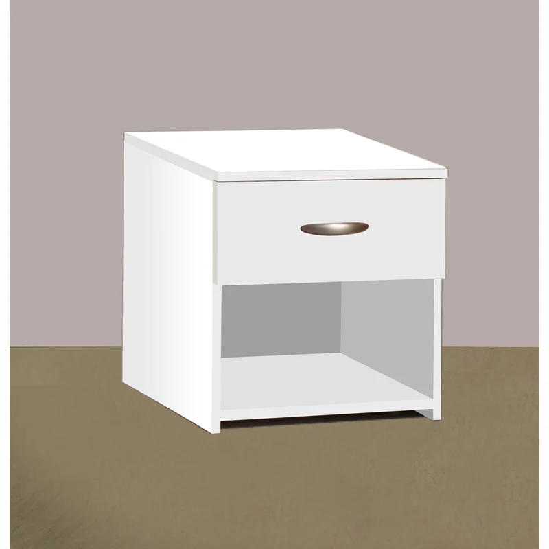 Comodino Laser 1 Cassetto Bianco-Olmo 40x45x40 Cm