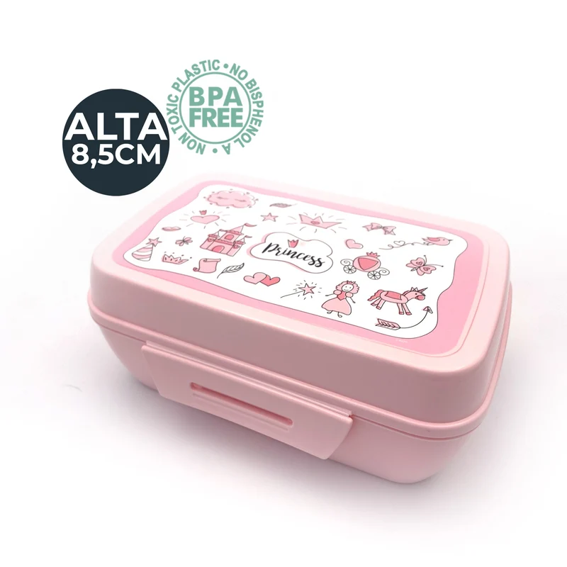 Lunch box porta merenda, rettangolare, design principesse