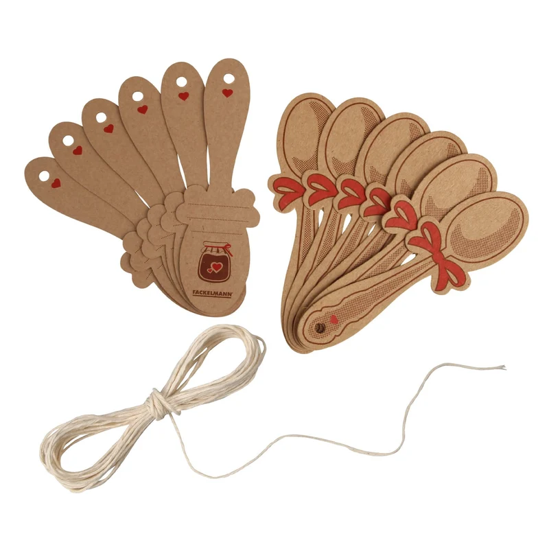 Gift tag cartellini per vasetti, 12pz con stringa cotone 5mt