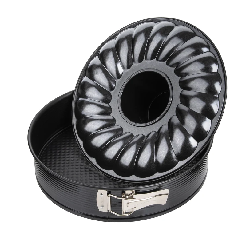 Tortiera apribile a 2 fondi con cerniera, Ø28m Linea Black Metallic