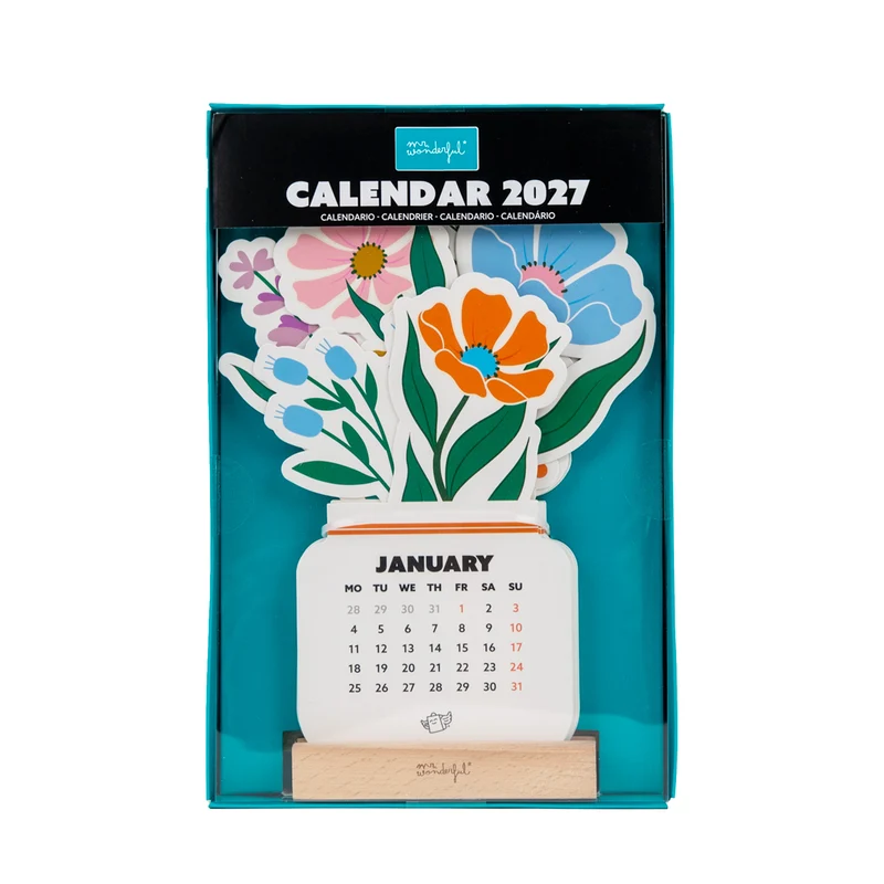 Calendario de sobremesa 2027 con peana - Flores