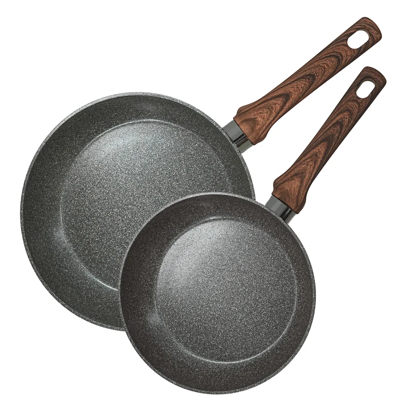 Set 2 padelle Ø24 e Ø28 cm, in alluminio riciclato forgiato, Linea Materia
