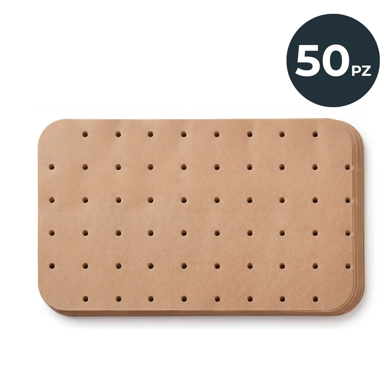 Stampi rettangolari per friggitrice in carta forata, 50 pezzi, 22x14 cm