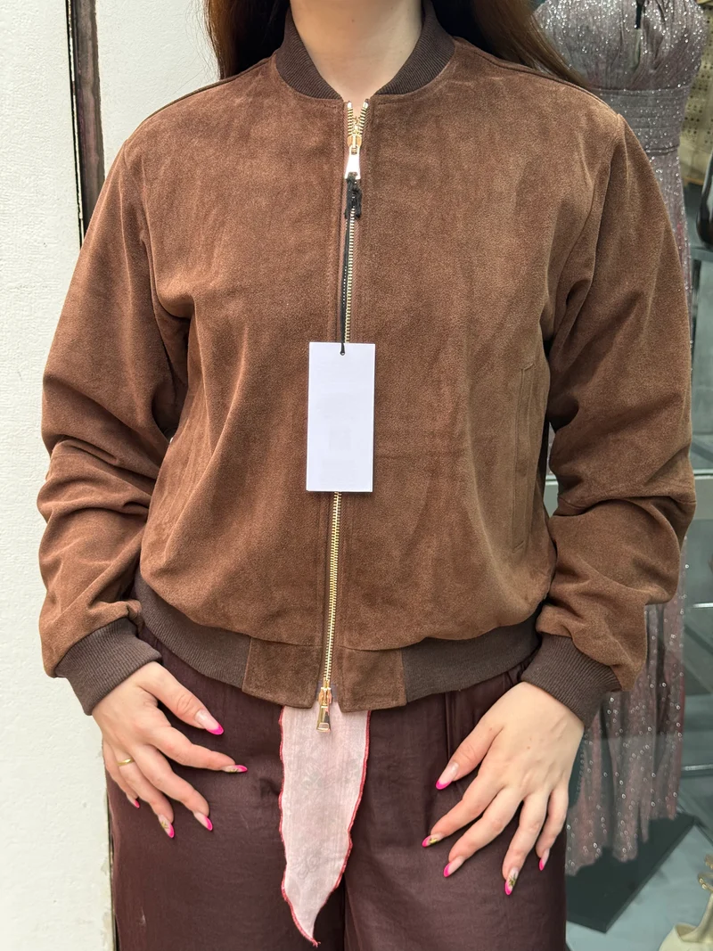 Bomber in camoscio
