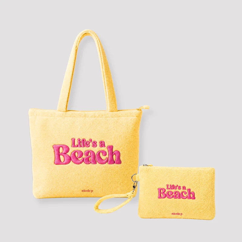 Tote Bag Spugna & Pochette Spugna Set - Beach