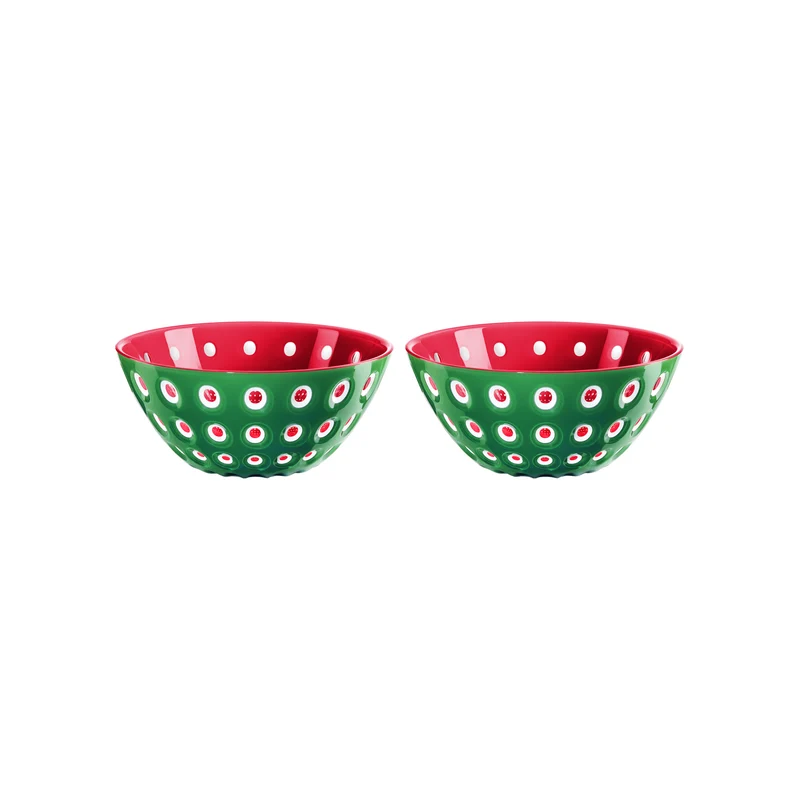 SET OF 2 BOWLS Ø12CM "LE MURRINE" - Red/White/Emerald