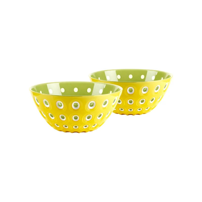 SET OF 2 BOWLS Ø12CM "LE MURRINE" - Saffron yellow/White/Water lily green