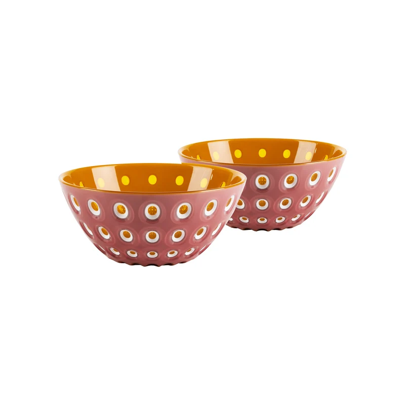 SET OF 2 BOWLS Ø12CM "LE MURRINE" - Mauve/White/Caramel