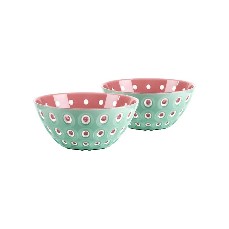 SET OF 2 BOWLS Ø12CM "LE MURRINE" - Matcha green/White/Mauve