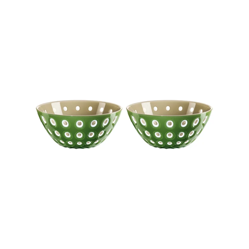 SET OF 2 BOWLS Ø12CM "LE MURRINE" - Sand/White/Moss green