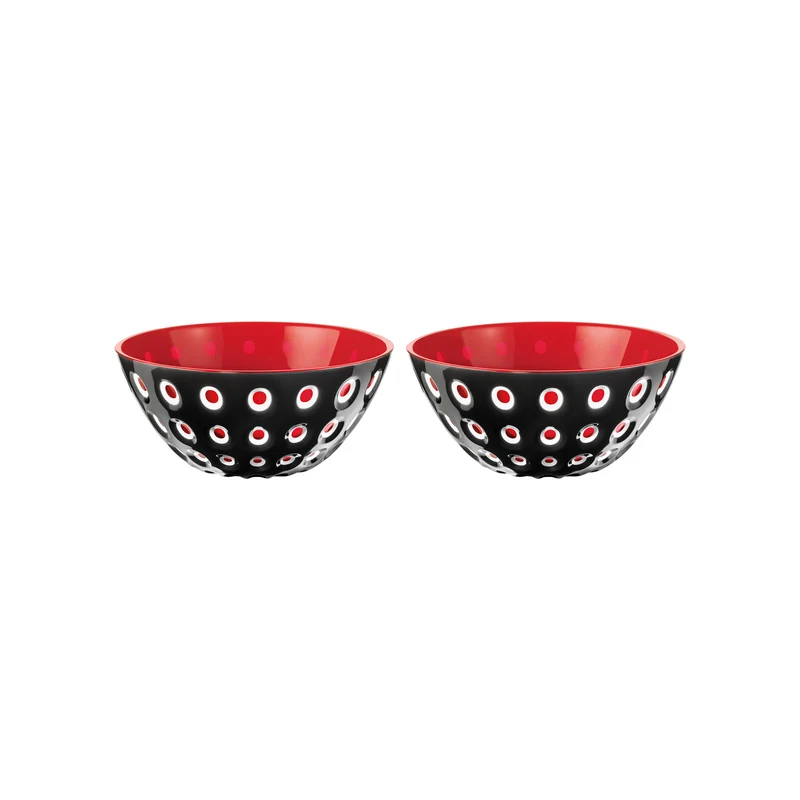SET OF 2 BOWLS Ø12CM "LE MURRINE" - Black/White/Transparent red