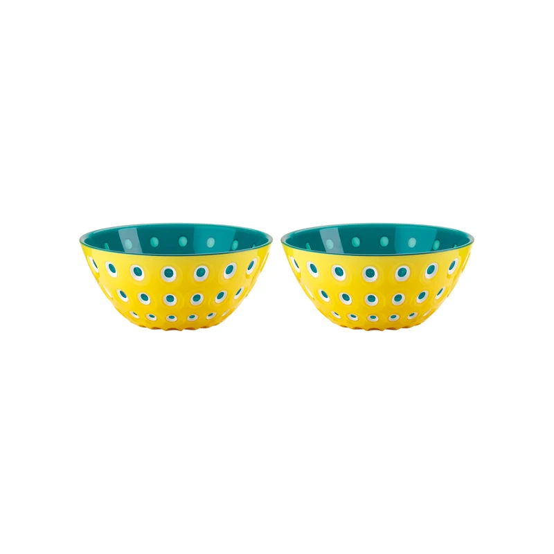 SET OF 2 BOWLS Ø12CM "LE MURRINE" - Yellow/White/Aquamarine