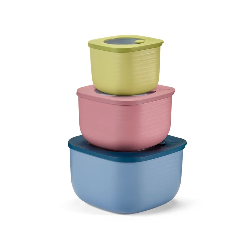 SET 3 DEEP CONTAINERS 'STORE&MORE BIO' "FOOD STORAGE" - SQUARE