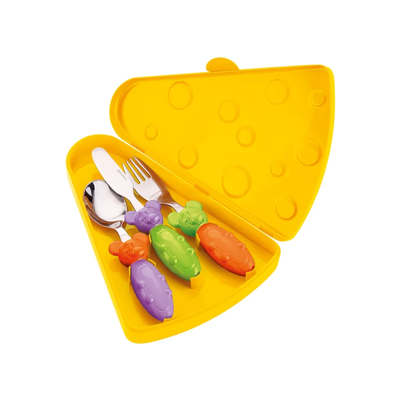 3 PIECE CUTLERY SET WITH CASE 'TIP TOP TAP' "BIMBI"