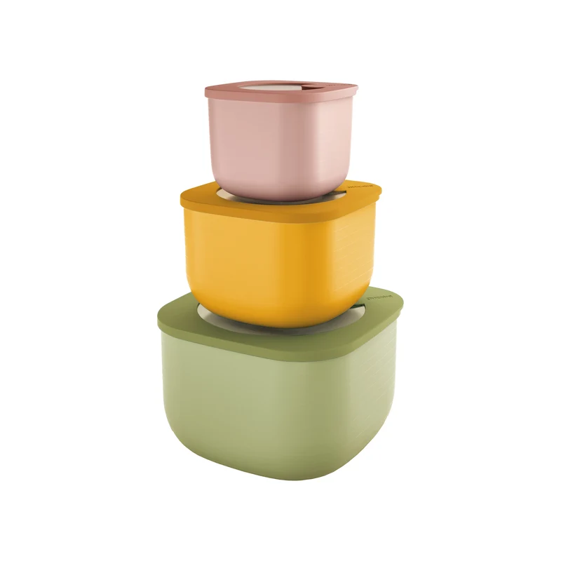 SET OF 3 DEEP CONTAINERS 'ECO STORE&MORE' "FOOD STORAGE"