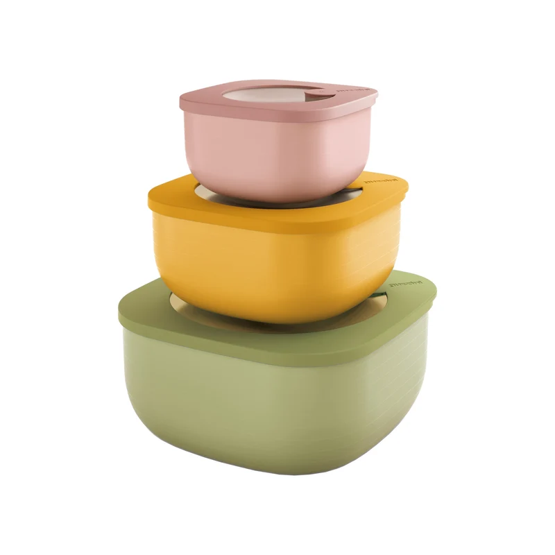 SET 3 SHALLOW CONTAINERS 'STORE&MORE BIO' "FOOD STORAGE"